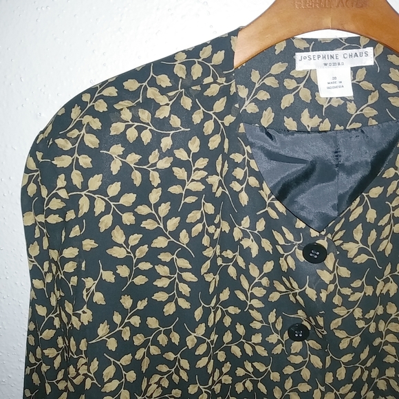 Josephine Chaus 20 Skirt Suit Black Gold Stemmed Leaf Pattern Set Plus - Picture 8 of 12